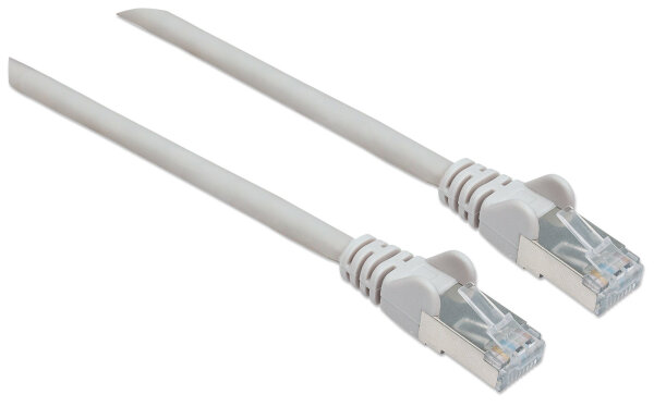 Intellinet Premium Netzwerkkabel, Cat6a, S/FTP, 100% Kupfer, Cat6a-zertifiziert, LS0H, RJ45-Stecker/RJ45-Stecker, 15,0 m, grau