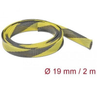 DELOCK Geflechtschlauch dehnbar 2 m x 19 mm schwarz-gelb