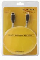 DELOCK FireWire-Kabel FW400 4Pin -> FW800 9Pin St/St 2.00