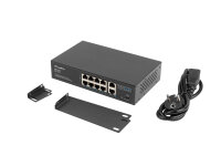 LANBERG Switch 8-Port 100MB PoE+/2x1GB unmanag....