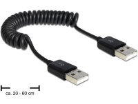 DELOCK USB Kabel A -> A St/St  0.20m-0.60m Spiral sw