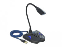 DELOCK Desktop USB Gaming Mikrofon Schwanenhals Mute Button