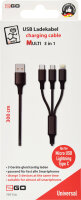 2GO USB Ladekabel 3in1 USBC / Micro USB B / Lightning 3m...