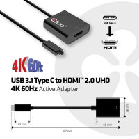 Club3D Adapter USB 3.1 Typ C > HDMI 2.0 UHD HDR  aktiv...