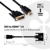 Club3D Kabel   DVI <-> HDMI 1.4  2m 4K30Hz St/St...